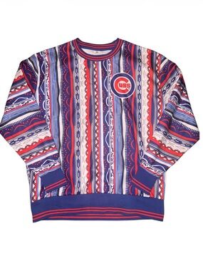 Chicago Cubs crewneck featuring a bold geometric/coogi style iconic logo